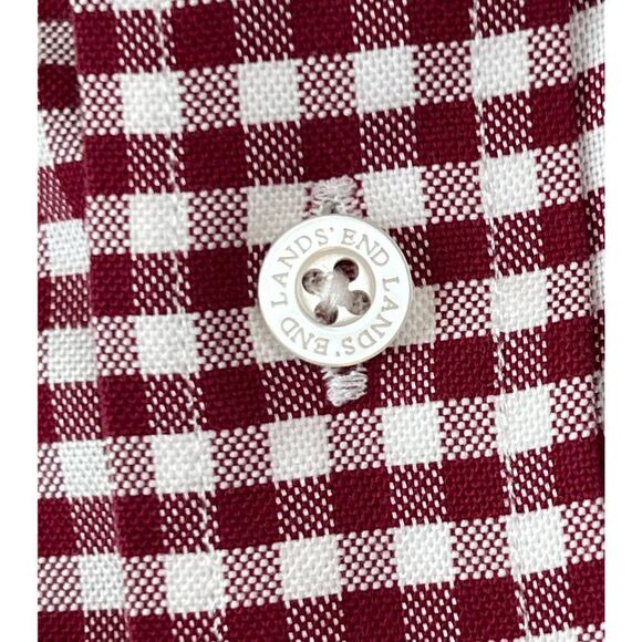 Land's End Supima Plaid Shirt fit & tall in Red and White Men's - Picture 4 of 8